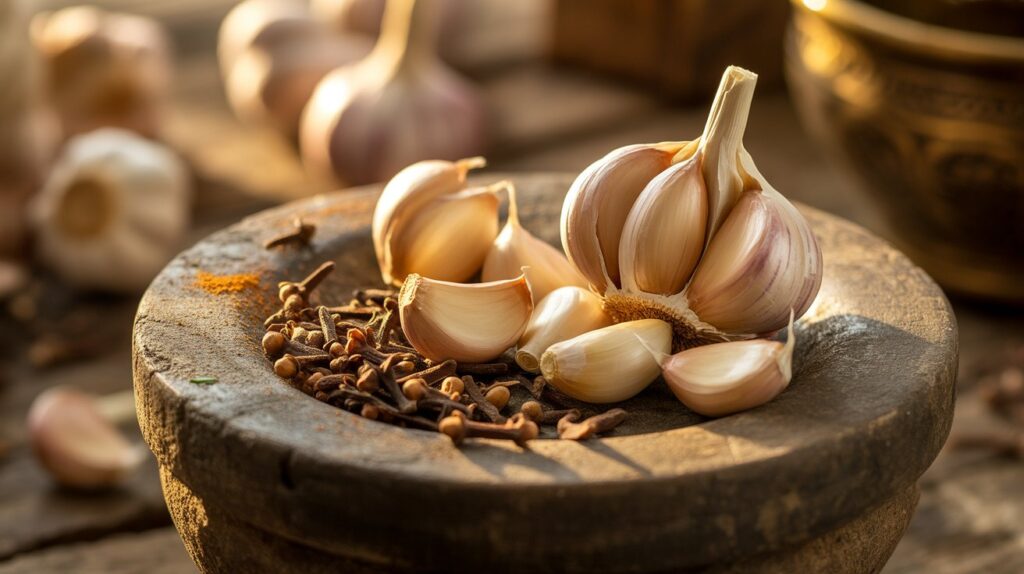Mix garlic and cloves